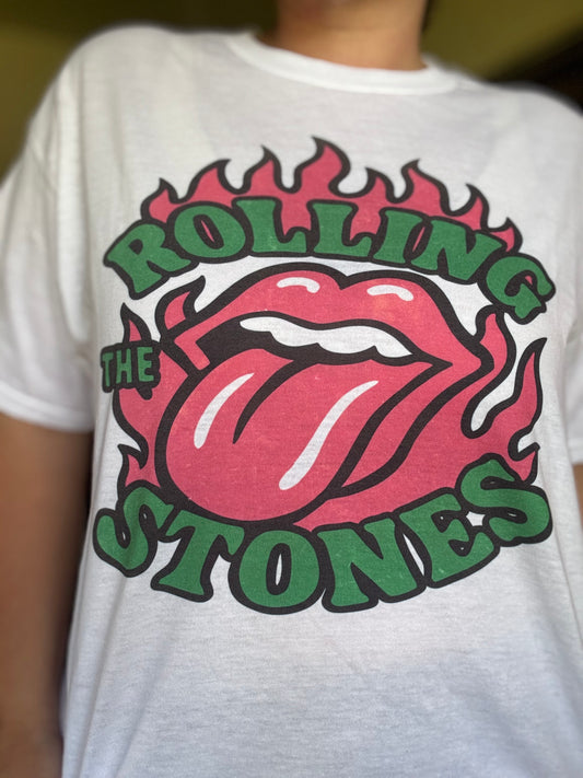 Rolling Stones dark pink/green Tee