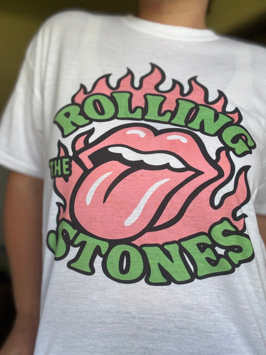 Rolling Stones light pink/green Tee