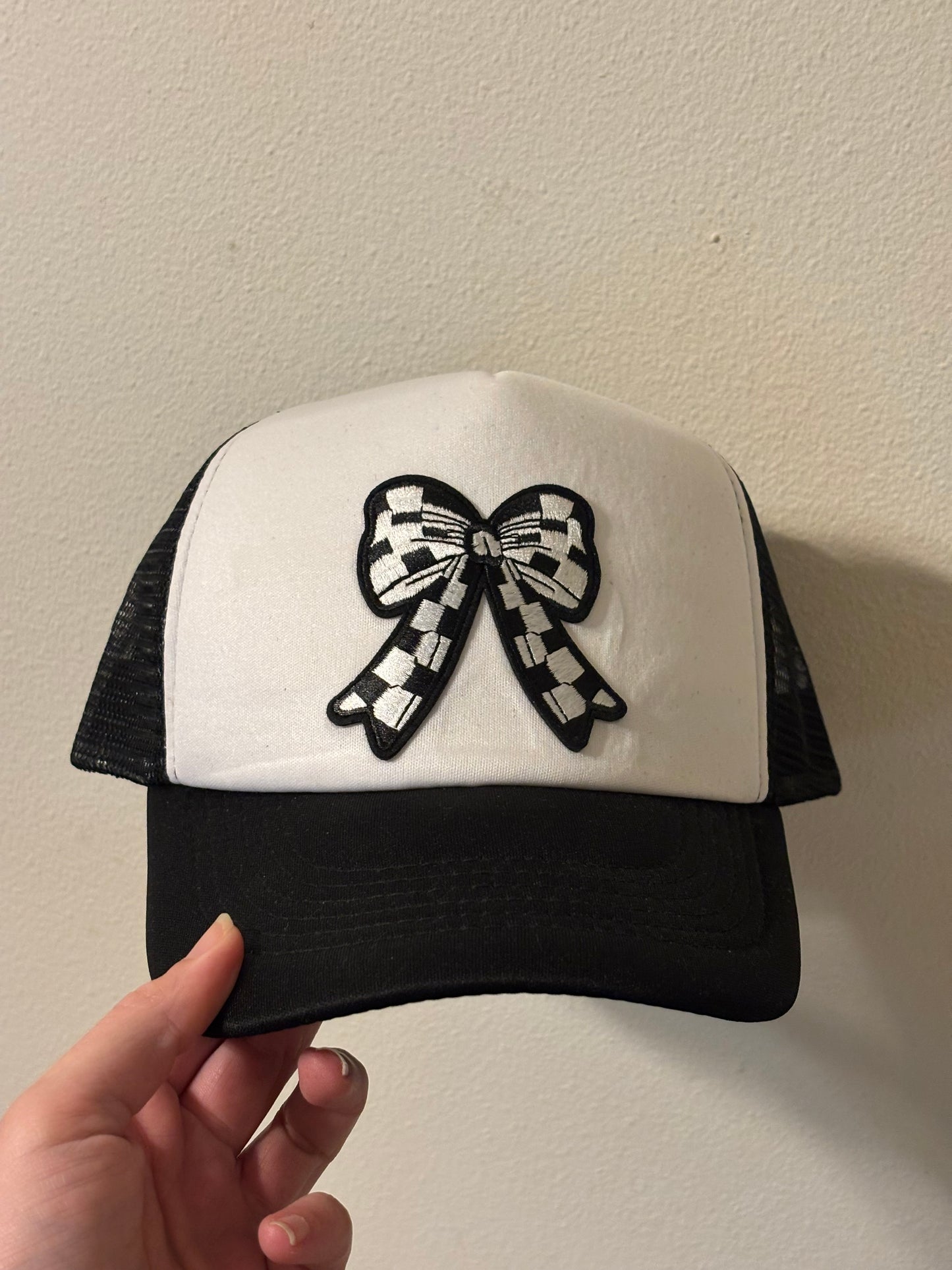 Checkered Bow Trucker Hat